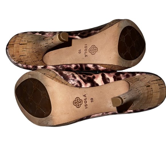 NWOT ISOLA Notte in Pink Champagne Leopard Print Peep Toe Stiletto Heels… - Picture 6 of 9